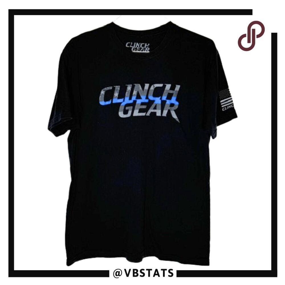 Clinch Gear Men's Thin Blue Line Stacked Crew Short Sleeve T-Shirt Black Size XL